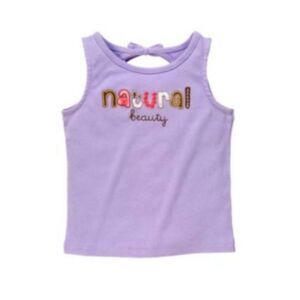 Gymboree purple sleeveless top shirt tee tank natural beauty applique brown 8